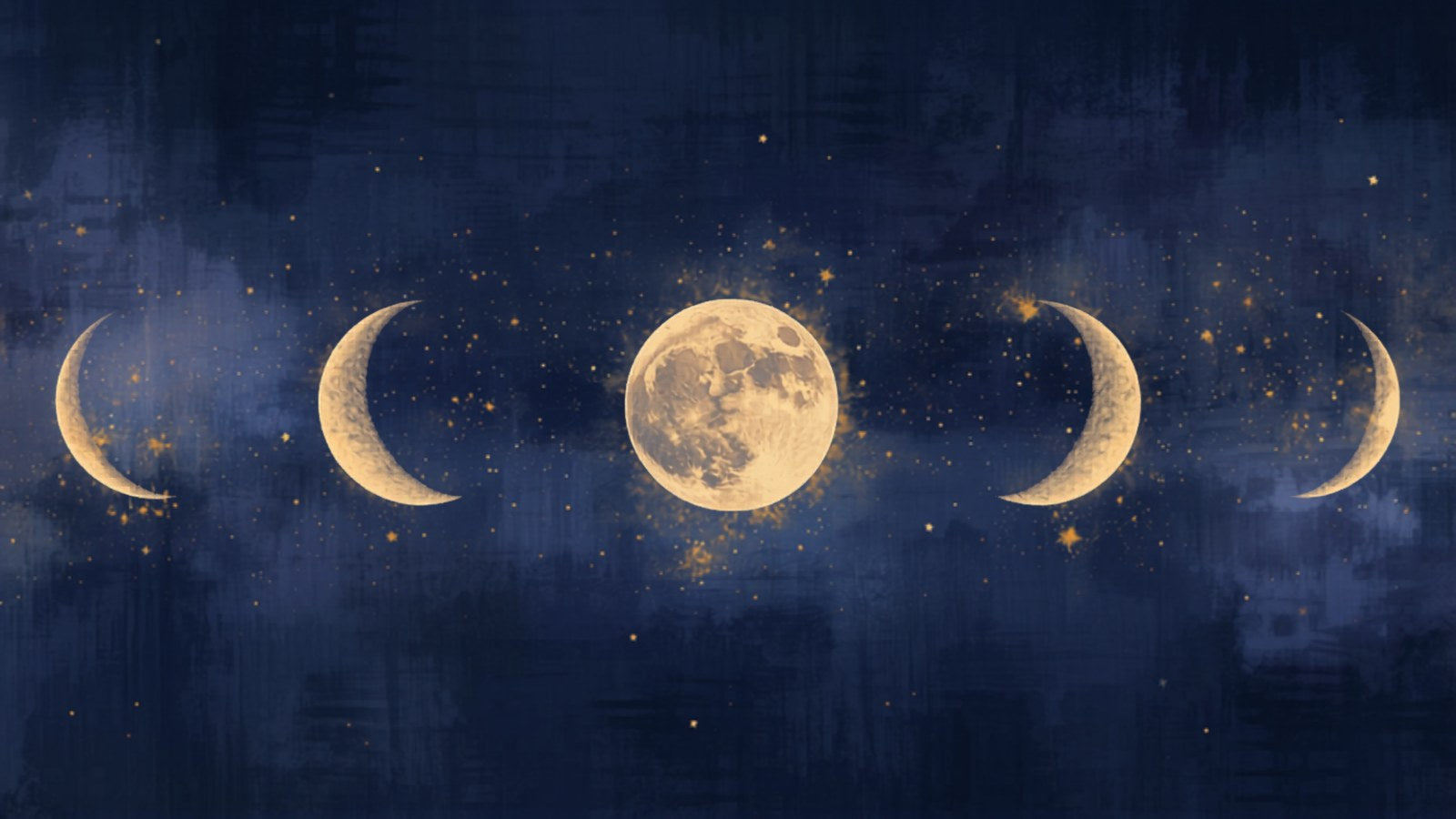 Phases of the moon over a cosmic indigo sky