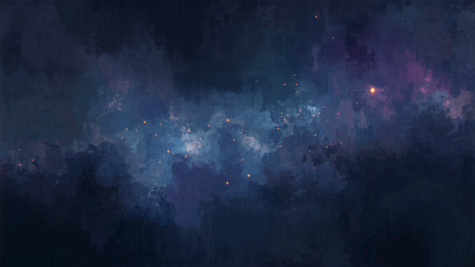 A dark new moon amid faint starlight and seeds of gold