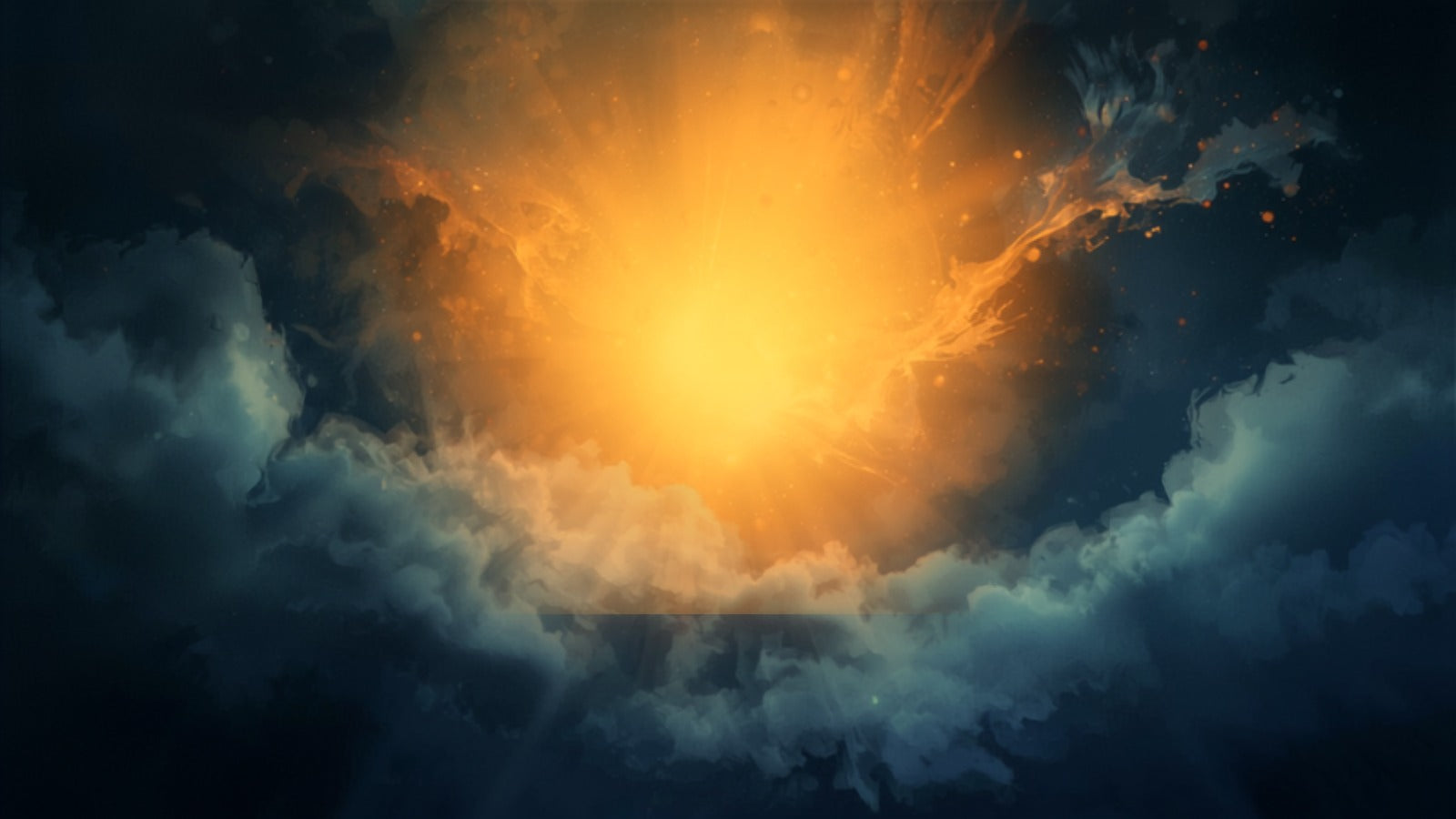 A soft warm inner glow of golden light suffusing a dim interior space in a deep cosmos — interoception, the felt sense from within