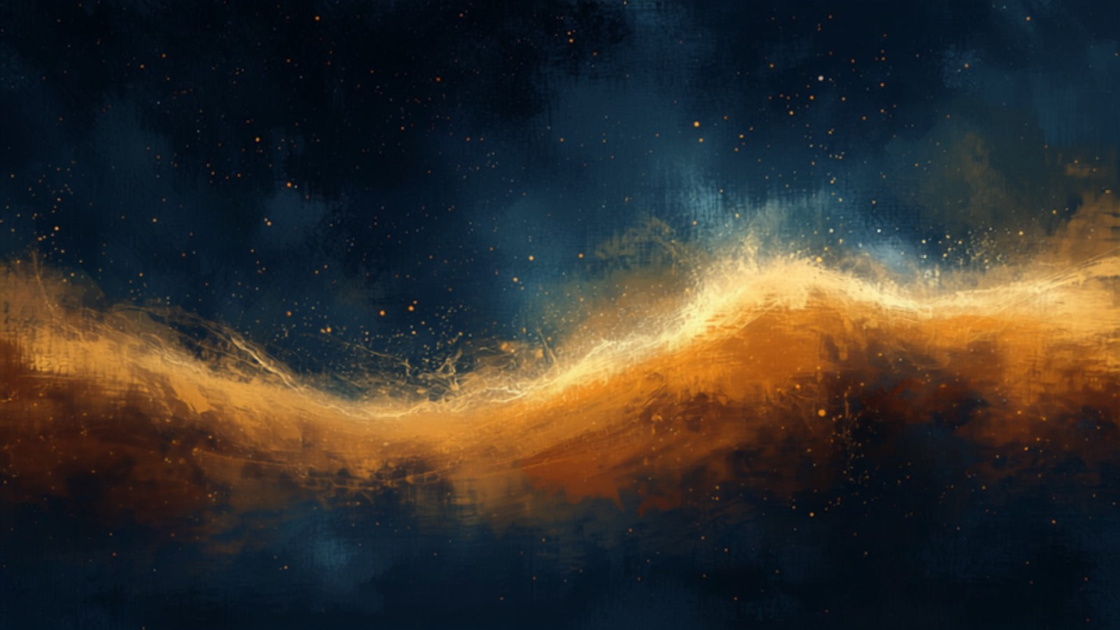 A gentle golden tide of light rising and falling in a calm rhythmic wave in a deep cosmos — the breath made visible