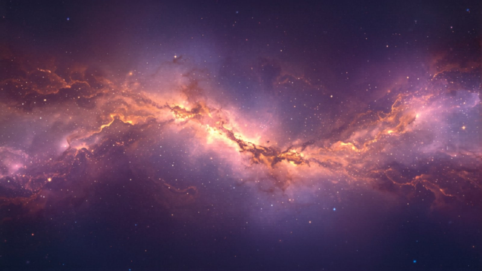 A soft rose-gold and violet nebula