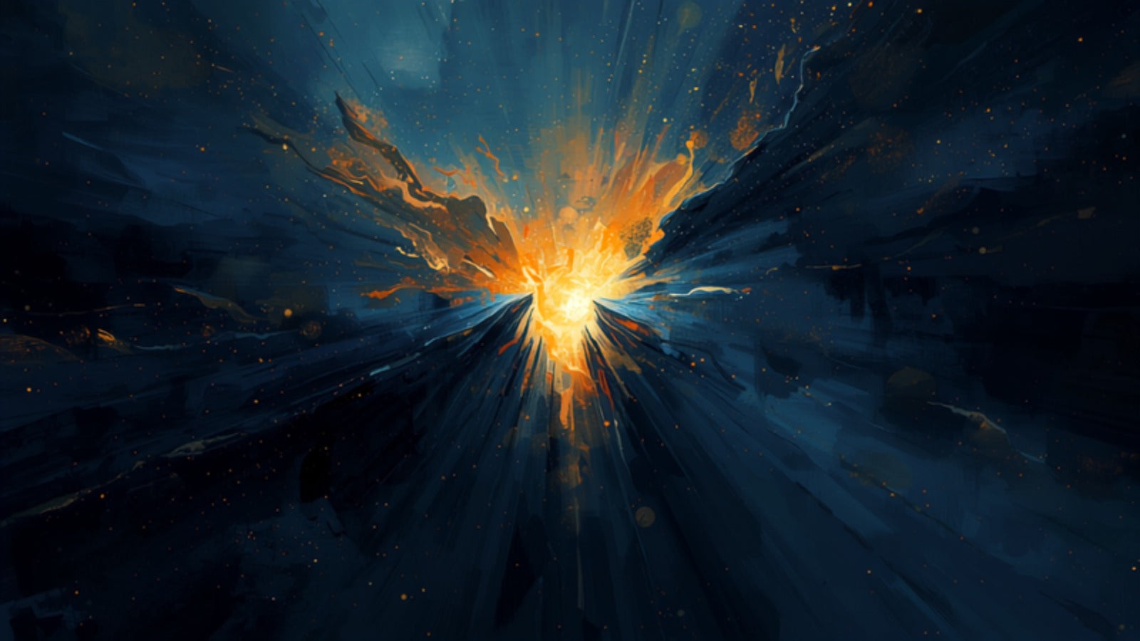 A soft warm golden light emerging and healing outward from a dark rift in a deep cosmos — Chiron, the wounded healer
