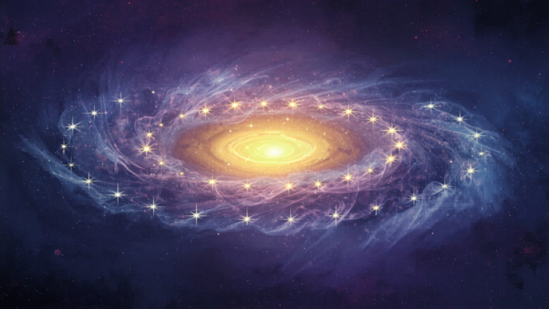 A ring of constellations around a luminous golden center