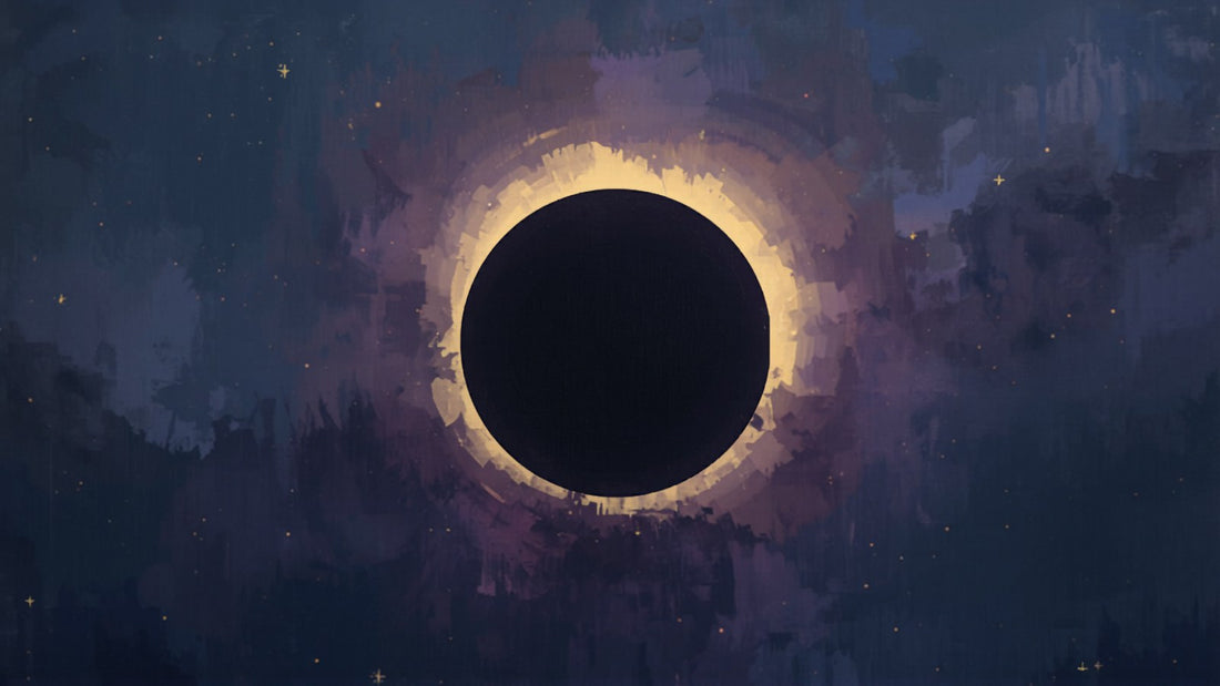 A lunar eclipse with a thin rim of gold light