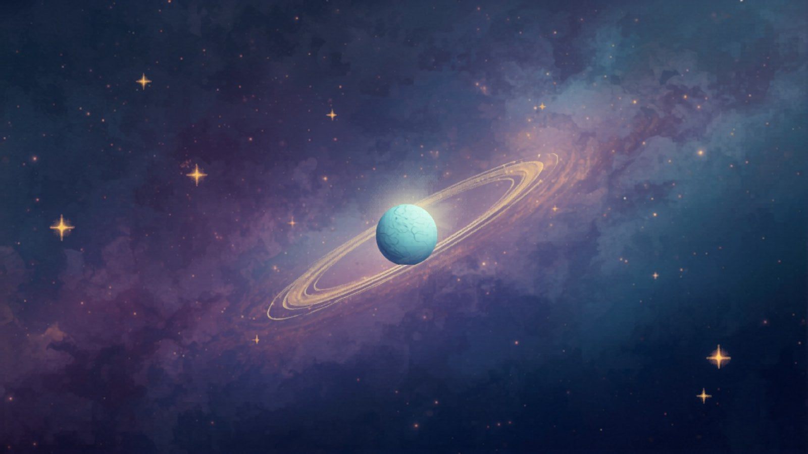 A planet tracing a glowing retrograde orbital path