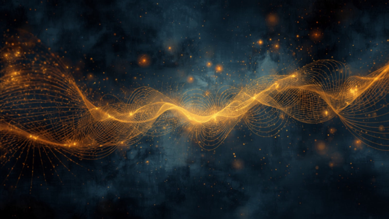 Intricate fine golden filaments woven into a precise, ordered pattern of light in a deep cosmic dark — Virgo, the gut and the art of refinement