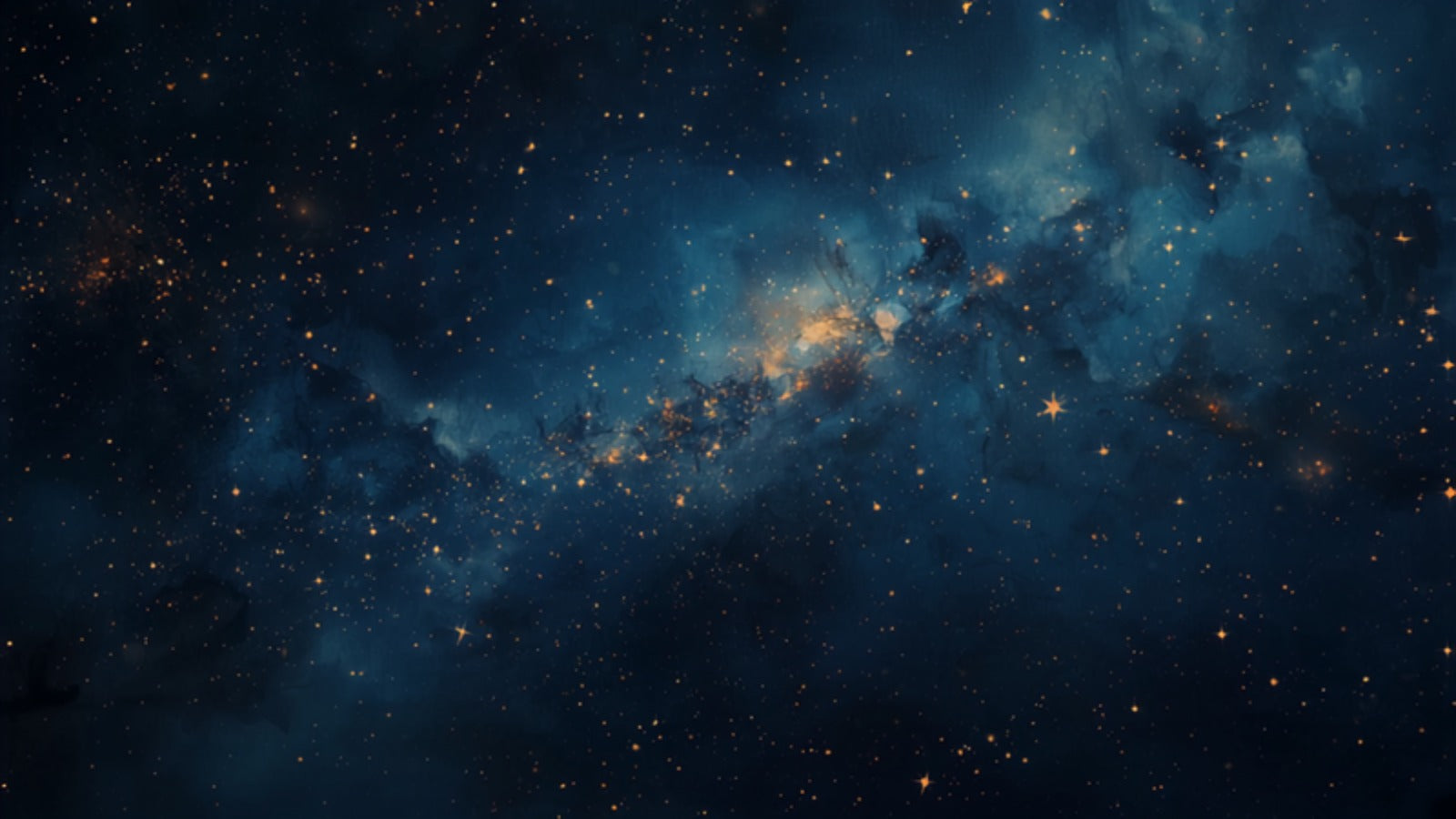 A deep field of brilliant fixed golden stars in an ancient constellation pattern with a few brighter royal stars, in a deep cosmos — the fixed stars