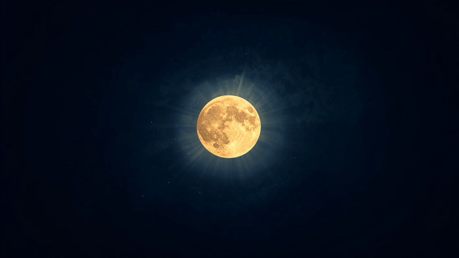 A single soft pale-gold moon drifting alone in a wide quiet expanse of deep indigo space with a few faint stars — the void-of-course Moon