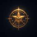 Glyph Praxis Membership — a gold celestial seal on a cosmic night sky