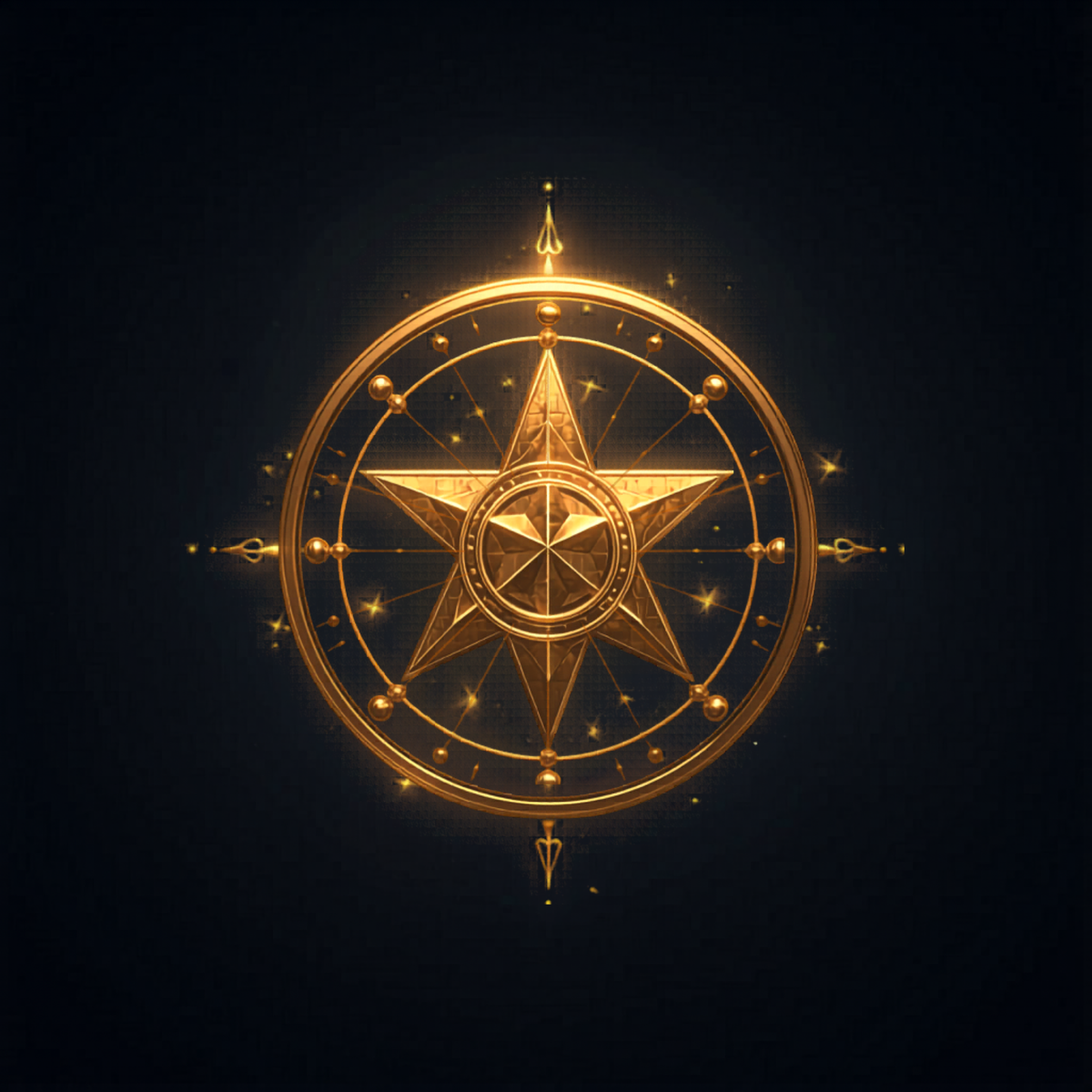 Glyph Praxis Membership — a gold celestial seal on a cosmic night sky