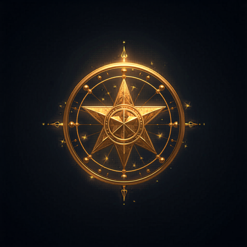 Glyph Praxis Membership — a gold celestial seal on a cosmic night sky
